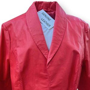 Jessica London Outerwear Watermelon Pink Leather Jacket, Size 26W, New, Tags!